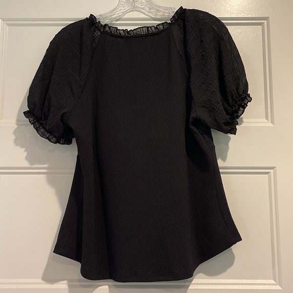 Status by Chenault Plaid Overlay Bodice Top Medium Black - Picture 13 of 13